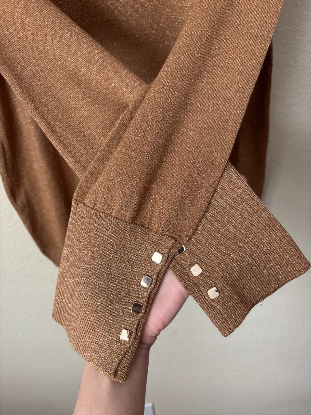 Chico's NEW Camel Shimmer Turtleneck Sweater - Picture 4 of 9